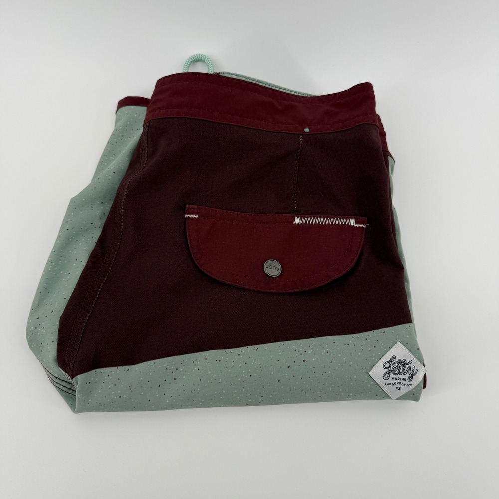 Jetty Mens Board Shorts Size 31 Burgundy Green Speckled Colorblock Swim Trunks